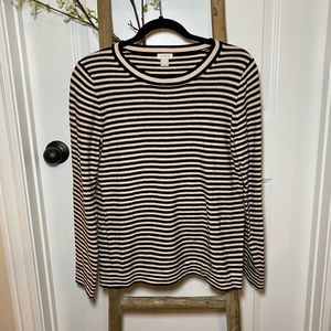 J. Crew Black and Tan Stripe knit long sleeve